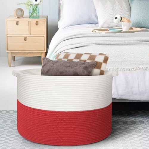 MEGASKET Large Red Baskets for Storage, 22x14 Wicker Woven Storage Basket - Image 4