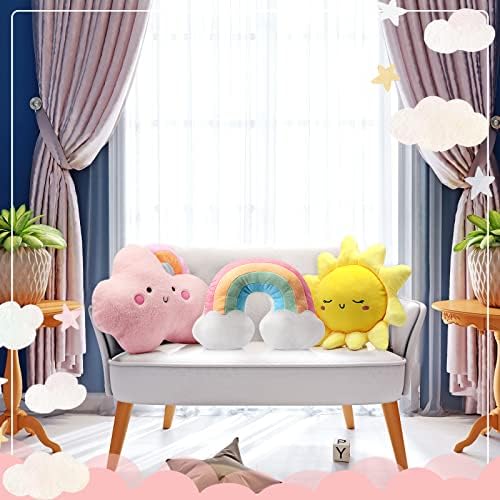 Queekay Set of 3 Kids Cloud Rainbow Pillows Sun Plush Decor, Cute Style - Image 5