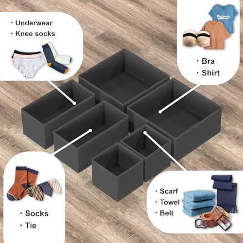 Simple Houseware Foldable Drawer Organizer Bin, Dark Gray - Image 4