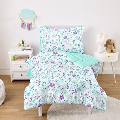 Wake In Cloud - Floral Toddler Bedding Set by WakeInCloud