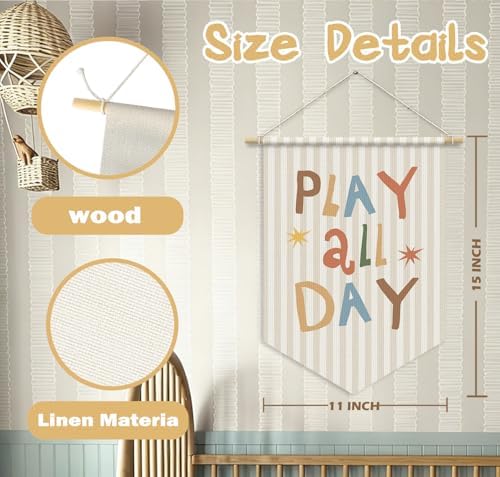 RTXLEZM Playroom Decor, Play All Day Wall Banner Pennants Flag - Image 7