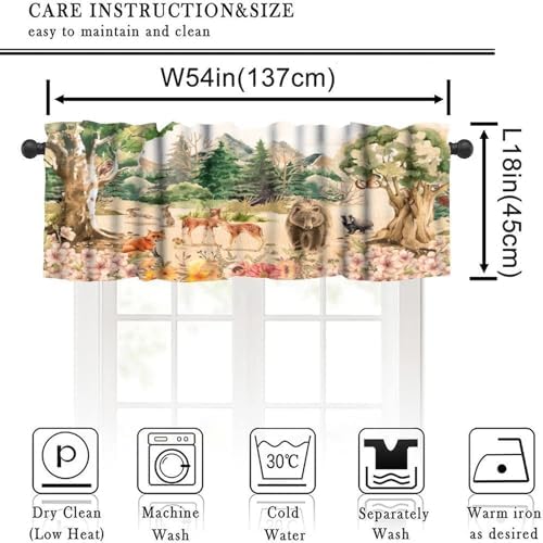Forest Valance Curtain for Kitchen, Window Treatment Retro Mountain Forest - Image 2