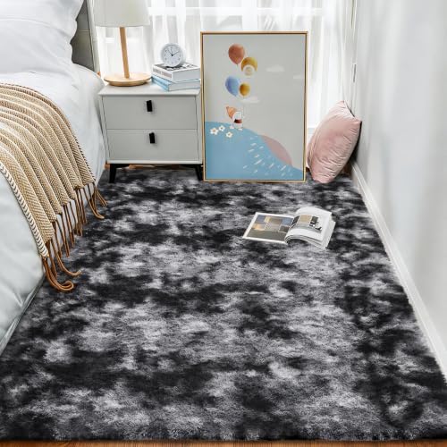 Ophanie Tie-Dyed Black & Grey Area Rugs - Image 3