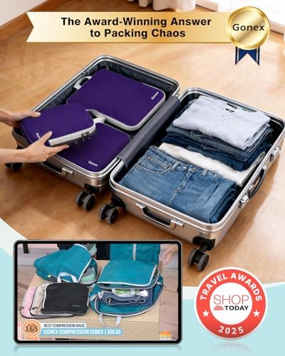 Gonex Compression Packing Cubes, 4-Piece Expandable Travel Organizers - Image 2