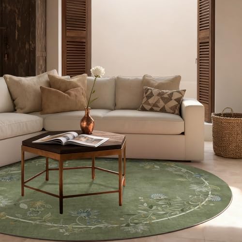 Machine Washable Living Room Rug: 4ft Round Rug - Image 4