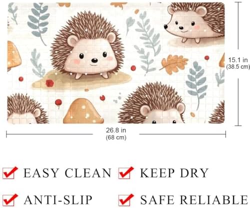 Bathtub Mat Non Slip 26.8x15.1In, Hedgehog and Mushroom Bath Mat - Image 4