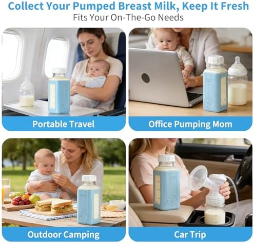 Syntic 2 Pack 16 Oz Glass Breastmilk Storage Bottles - Image 7