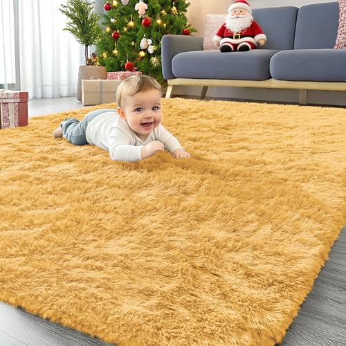OLANLY Area Rugs for Living Room Bedroom, Machine Washable 4x5.9 ft Soft Fluffy by OLANLY