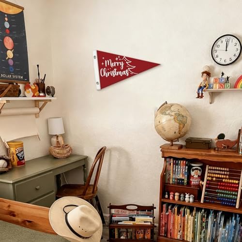 Red and White Christmas Decorations, Christmas Kids Room Decoration Felt Banner - Image 3