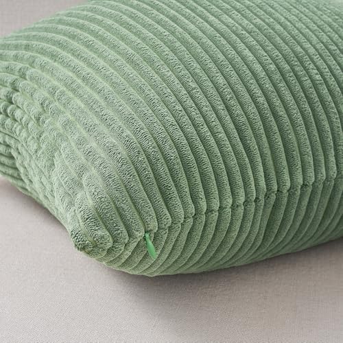 Topfinel Corduroy Throw Pillow Covers Pack of 2 LightGreen 22"x22" No Insert - Image 5