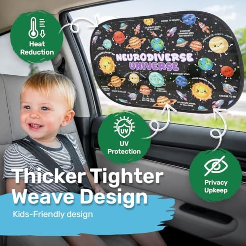 GENANY Neurodiversity Car Side Window Sun Shades 2 Piece 21 x 14 Inch - Image 2
