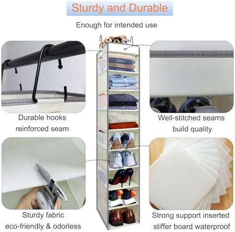 2 Pack Large-Sized Hanging Shoe Organizer 10-Shelf, Sturdy Hanging Closet - Image 4