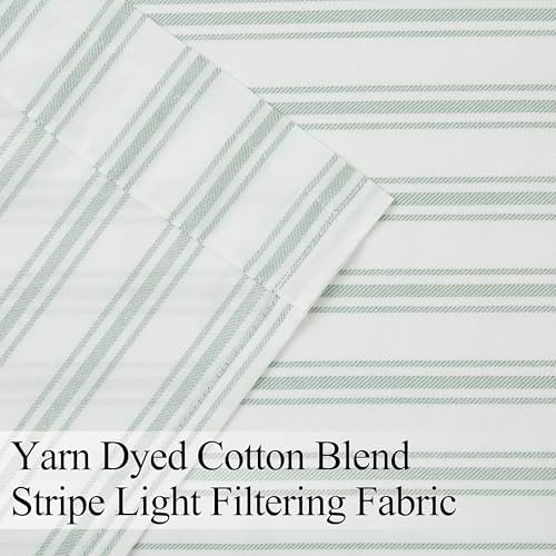 ZJDECOR Cotton Blended Semi Sheer Green Stripe Tiers Cafe Panel - Image 5