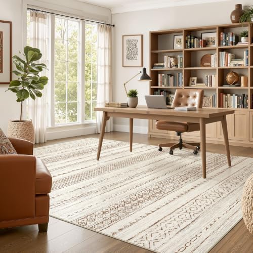 Nakagishi Boho 5x8 Area Rug Living Room Rugs Machine Washable Brown - Image 5