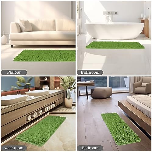 Yeaban Chenille Forest Green Bathroom Runner Rug 17"x47" - Image 5