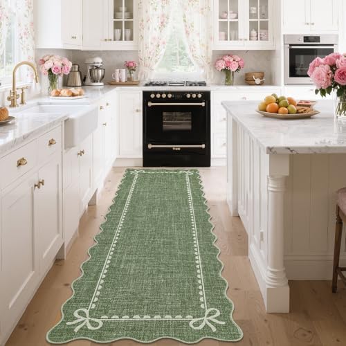 GarveeHome Scalloped Hallway Runner Rug 2.5x8 Non Slip Bedroom Rugs by GarveeHome