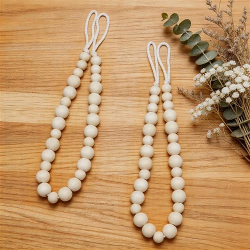 KLOGTSIND Wood Bead Curtain Tiebacks, 4 Pack Curtain Tie Backs - Image 6