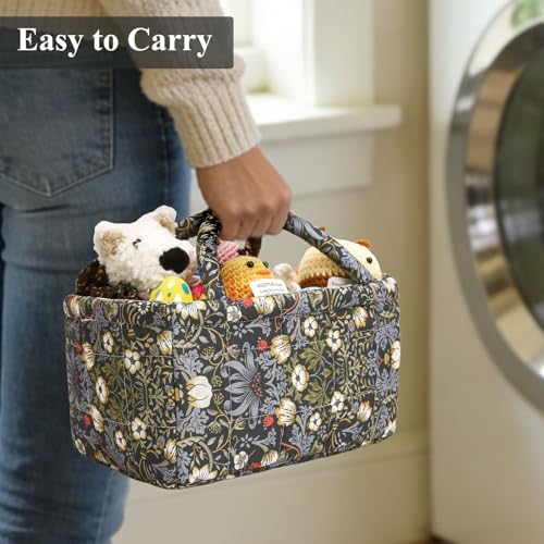 Small Storage Basket Organizer, Mini Fabric Floral Storage Baskets - Image 3