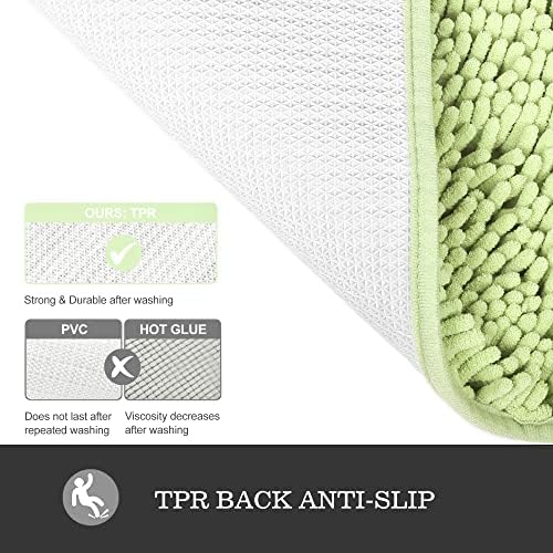 Yeaban Chenille Seafoam Green Bathroom Rug 40"x60", Non-Slip Rubber Backing - Image 3