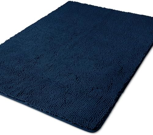 Yeaban Chenille Navy Blue Bathroom Rug 40"x60", Non-Slip Rubber Backing by Yeaban