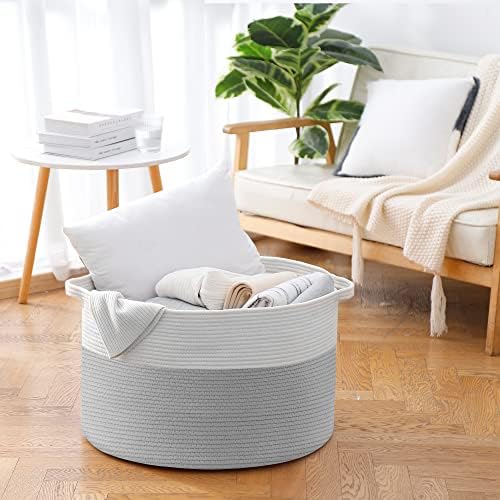 MEGASKET XXXL Large Cotton Rope Storage Bin, Woven Baby Kids Toy Storage Bin Box - Image 6