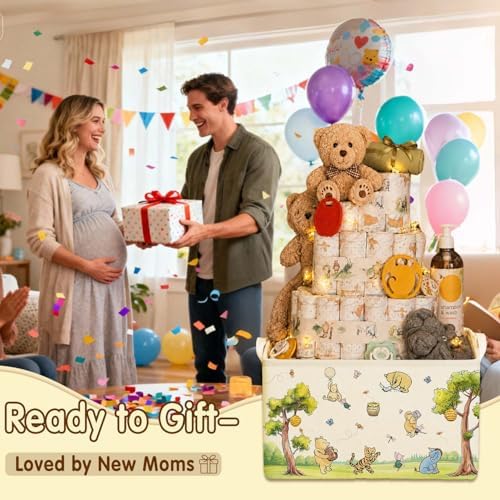 Rectangle Neutral Classic Winnie Bear Baby Basket - Image 4