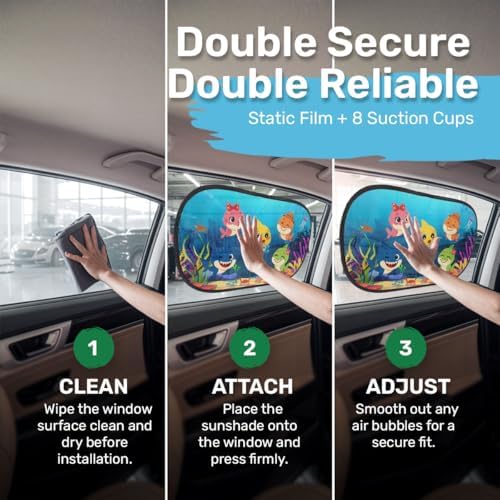 GENANY Sea Animals Car Side Window Sun Shades 2 Piece 21 x 14 Inch - Image 5