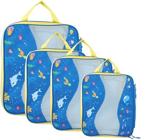 Kids Packing Cubes Compression, Luggage Packing Organization Cubes 4 Pack by Nereiva