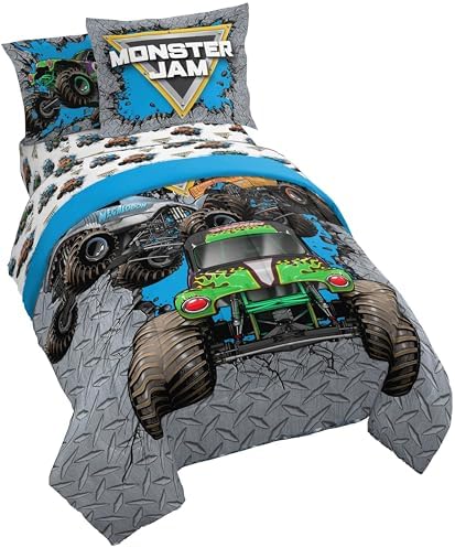 Monster Jam Twin Comforter Set 5 Piece Kids Sports Bedding by JayFranco