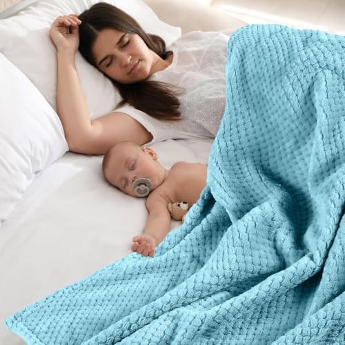 Reginary 4Pcs 30x40 Baby Blanket Fuzzy, Light Blue - Image 5