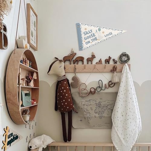 Kids Playroom Nursery Wall Decor Silly Goose Pennant Banner Flags - Image 3
