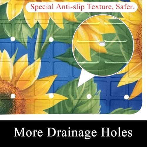 Bathtub Mat Non Slip 26.8x15.1 Inch, Sunflowers Shower Mat - Image 2