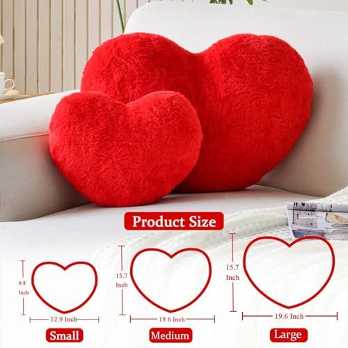 XVTRU Red Heart Pillows, Cute Heart Decorative Pillow, Heart Shaped Throw - Image 2