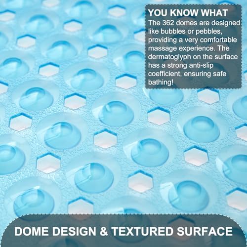 TEESHLY Bath Tub and Shower Mats, Non Slip 40 x 16 Inch Extra Large Bathtub Mat - Image 2