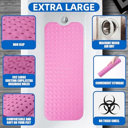 ZHICHENG Bath Tub and Shower Mats, Non-Slip 39 x 16 Inch Extra Long Bath Mat - Image 3