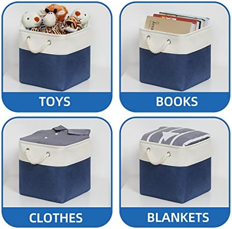 Temary Fabric Storage Cubes 11x11 Cube Storage Bins 4Pack Blue Basket - Image 5