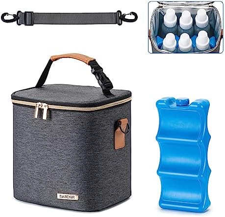 Breastmilk Cooler Bag with Ice Pack Fits 6 Baby Bottles Up to 9 Ounce, Baby by BABEYER