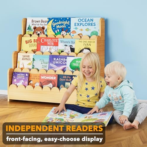 SpaceAid 4-Tier Scalloped Bookshelf, Montessori Bookcase - Image 3