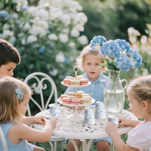 WRAPAHOLIC 3oz Toile Blue Floral Bathroom Cups - Image 6