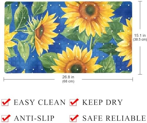 Bathtub Mat Non Slip 26.8x15.1 Inch, Sunflowers Shower Mat - Image 4