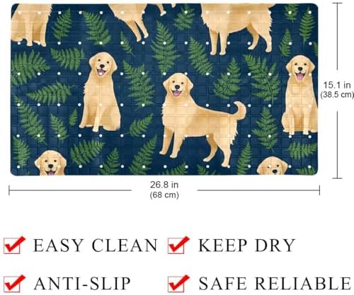 Bathtub Mat Non Slip 26.8x15.1 Inch, Dogs Leaves Shower Mat - Image 4