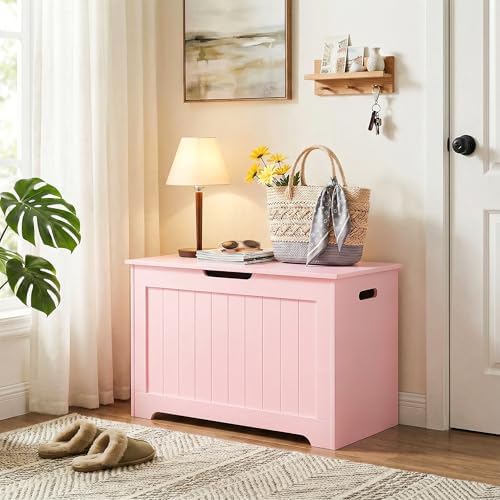 Wooden Storage Chest Box with Flip-top Lid & Safety Hinge, Living Room Organizer - Image 6
