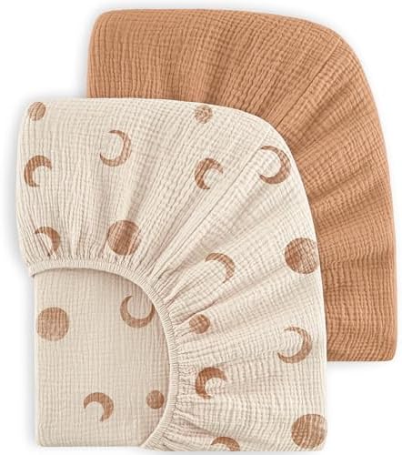 Bearmoss Muslin Crib Sheets 100% Cotton Baby Bed Sheets Soft&Breathable Nursery by Bearmoss