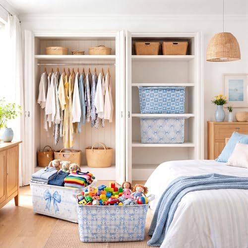 4pcs 4 Pcs Blue Bow Storage Basket - Image 5