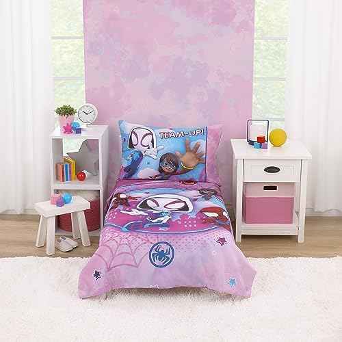 NoJo Marvel Ghost Spider, Go Ghosty Purple, and Blue 4 Piece Toddler Bed Set - Image 7