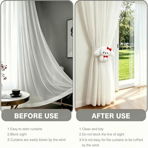 2 Pack Neutral Nursery Decor Cartoon White Dog Curtain Tiebacks, Cute & - Image 5