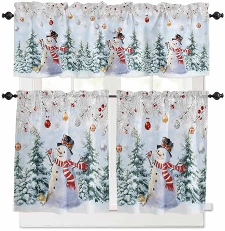 Snowman Kitchen Curtains and Valances Set by VandarllinHomeKitchenDecor