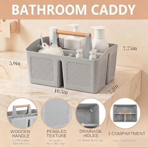 Haundry Plastic Light Gray Shower Caddy Basket - Image 2