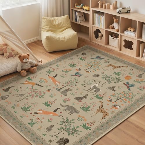 BESBLEE 5FT Round Rug for Bedroom, Washable Animal Non Slip - Image 2