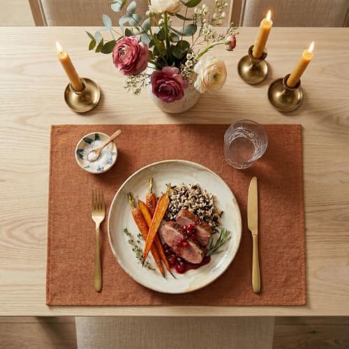 Artoid Mode Orange Placemats Set of 4, 12x18 Inch Fall Thanksgiving Washable - Image 3
